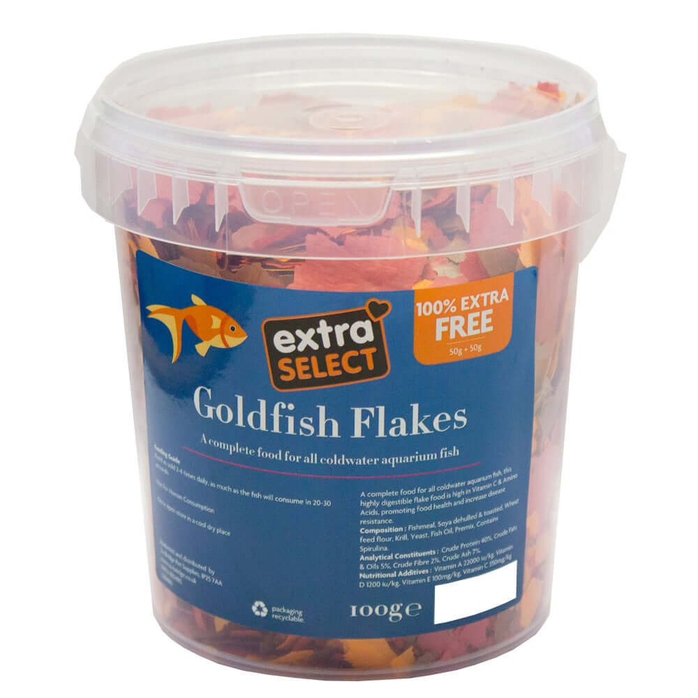 Extra Select Goldfish Flakes in resealable tub