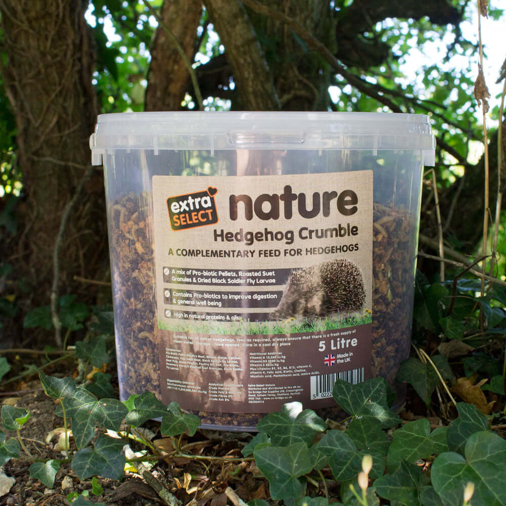 photo of tub of Extra Select Nature Hedgehog Crumble in nature